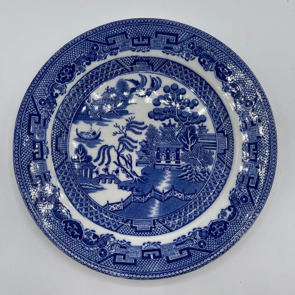 Vintage Wedgwood & Co Ltd Blue Willow Plate English Porcelain‎ Collectible 8"